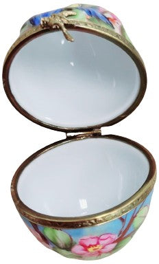 Birds and Blooms Limoges Box for Nature Lovers Porcelain Limoges egg bird French Trinket Box