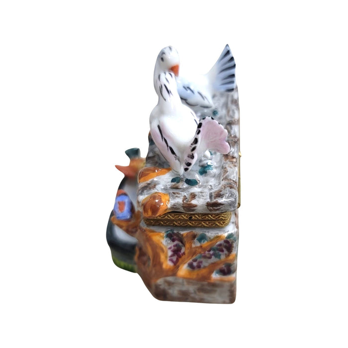 Birds on Fountain Delight for Collectors Porcelain Limoges birds garden French Trinket Box