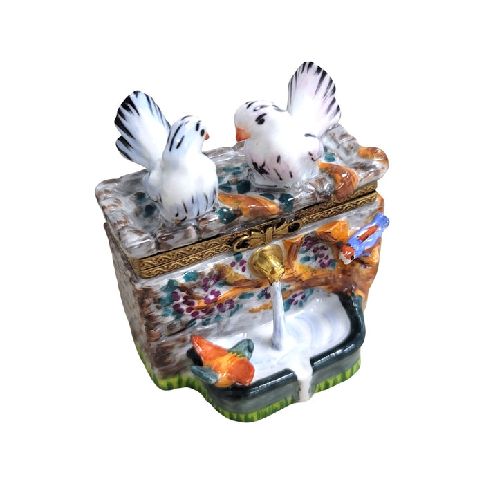Birds on Fountain Delight for Collectors Porcelain Limoges birds garden French Trinket Box