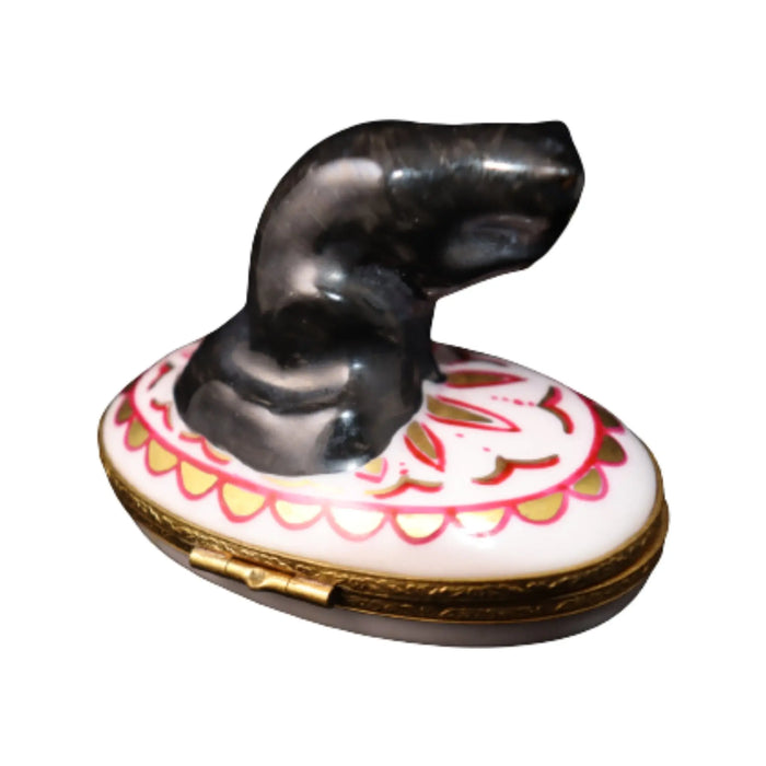 Black Angora Limoges Box for Cat Lovers Porcelain Limoges Cat French Trinket Box