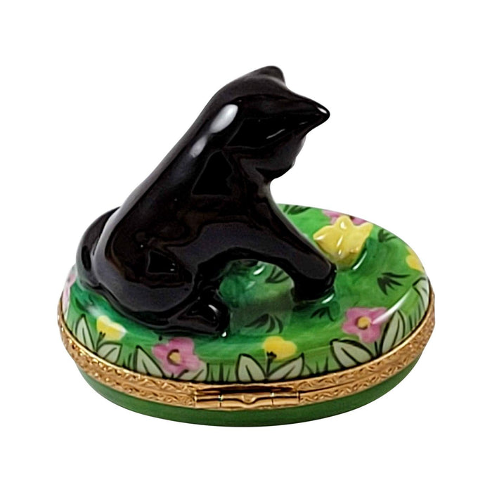 Black Cat Limoges Box for Cat Lovers Porcelain Limoges Cat Butterfly French Trinket Box