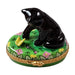 Black Cat Limoges Box for Cat Lovers Porcelain Limoges Cat Butterfly French Trinket Box