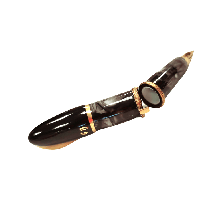 Black Fountain Pen Limoges Box for Writers Porcelain Limoges professional French Trinket Box