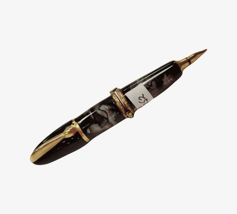 Black Fountain Pen Limoges Box for Writers Porcelain Limoges professional French Trinket Box