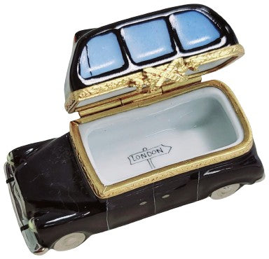 Black Taxi Limoges Box for Collectors Porcelain Limoges vehicle travel French Trinket Box
