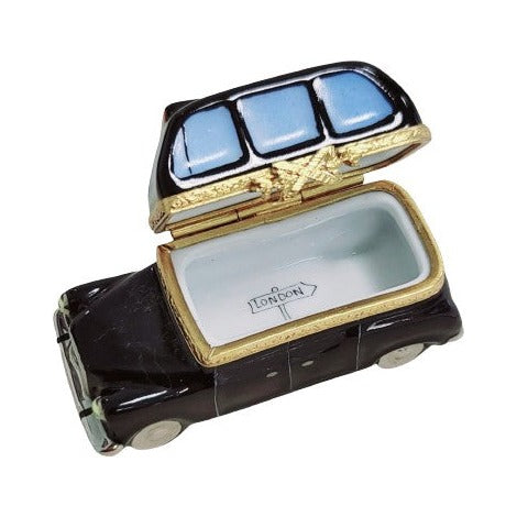 Black Taxi Limoges box painted by hand in Limoges, France, a gift to treasure