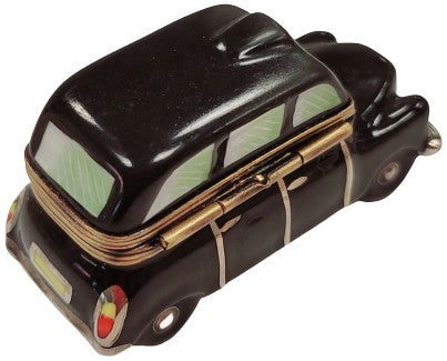 Black Taxi Limoges Box for Urban Collectors Porcelain Limoges vehicle travel French Trinket Box