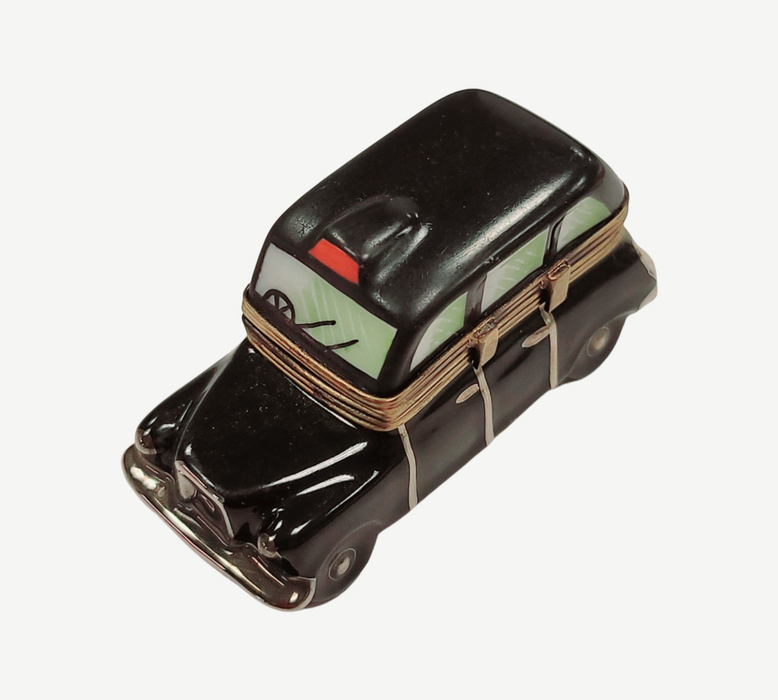 Black Taxi Limoges Box for Urban Collectors Porcelain Limoges vehicle travel French Trinket Box