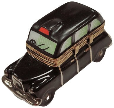 Black Taxi Limoges Box for Urban Collectors Porcelain Limoges vehicle travel French Trinket Box