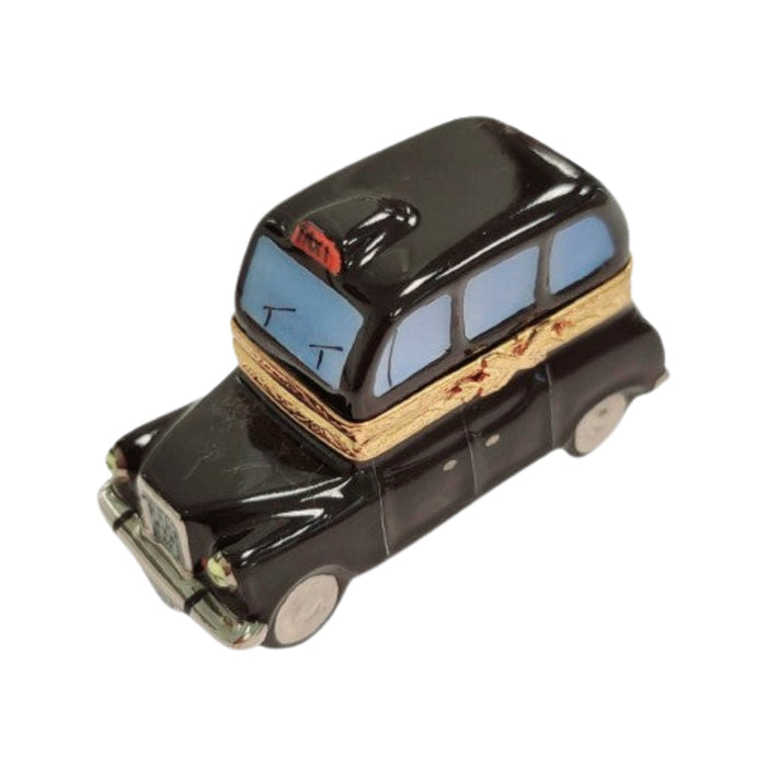 Black Taxi Limoges Box for Collectors Porcelain Limoges vehicle travel French Trinket Box