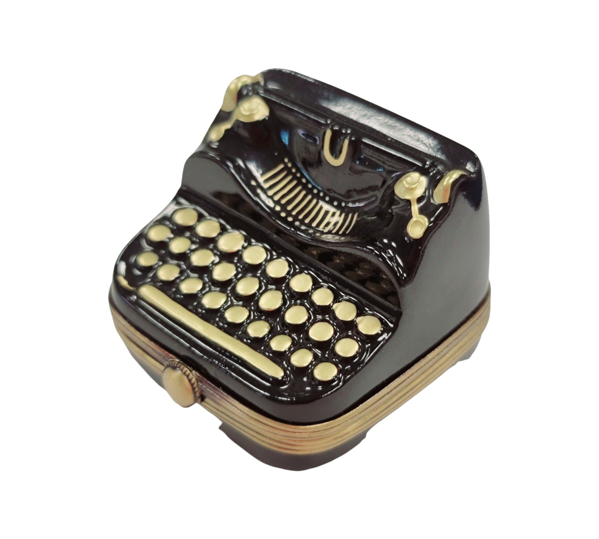 Black Typewriter Limoges Box – Handcrafted French Porcelain