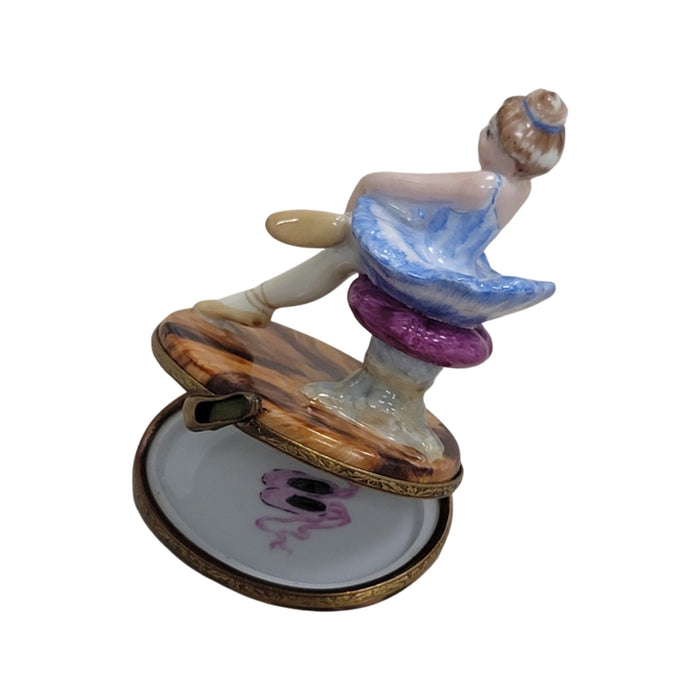 Blond Blue Ballerina Box for Collectors Porcelain Limoges art dance French Trinket Box