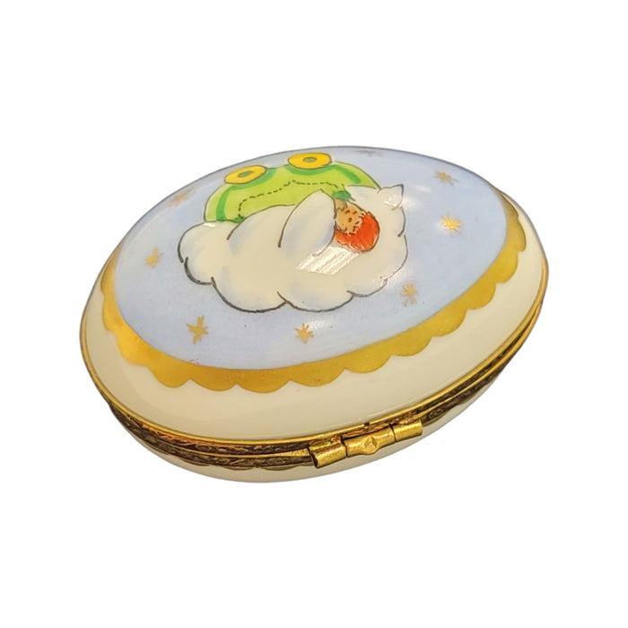 Blue Baby Egg Box for Nursery Decor Porcelain Limoges egg baby French Trinket Box