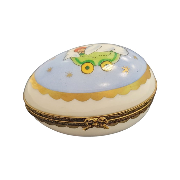 Blue Baby Egg Box for Nursery Decor Porcelain Limoges egg baby French Trinket Box