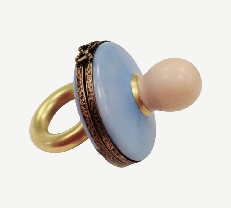 Blue Baby Pacifier Limoges Box Porcelain Limoges baby limoges box babies maternity French Trinket Box