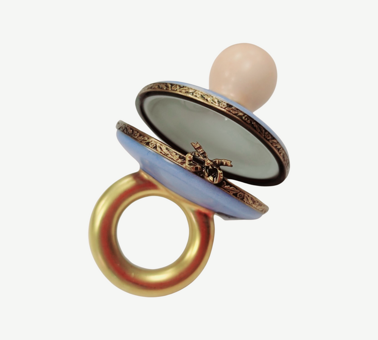 Blue Baby Pacifier Limoges Box Porcelain Limoges baby limoges box babies maternity French Trinket Box