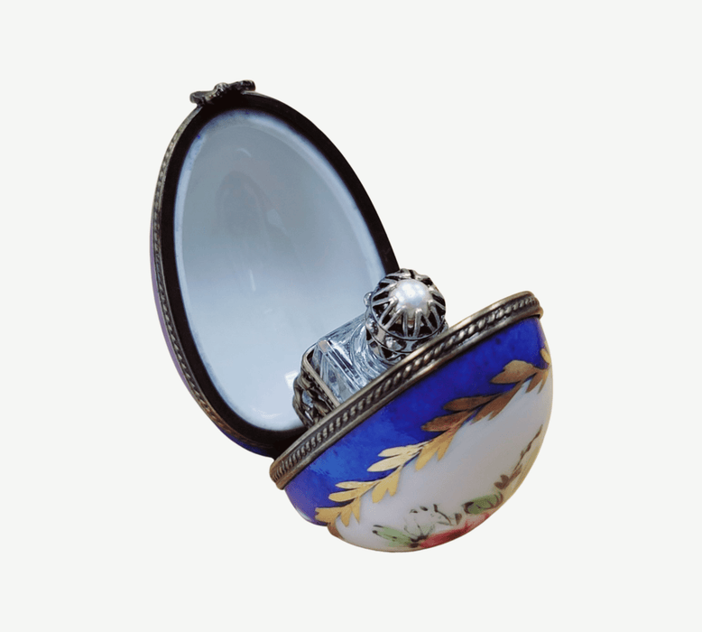 Blue Egg Perfume Box for Elegant Collectors Porcelain Limoges perfume egg French Trinket Box