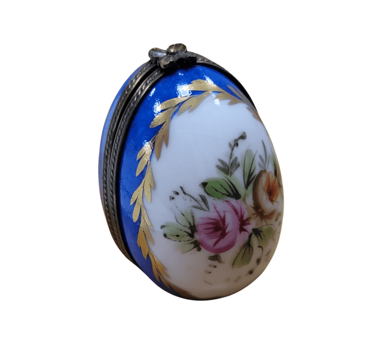 Blue Egg Perfume Box for Elegant Collectors Porcelain Limoges perfume egg French Trinket Box