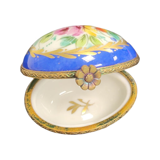 Blue Floral Elegance Egg for Home Decor Porcelain Limoges egg French Trinket Box