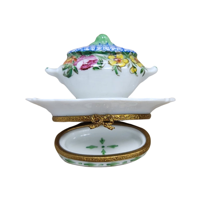 Blue Floral Elegance for Home Decor Porcelain Limoges China French Trinket Box