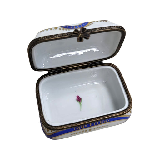 Blue Floral Limoges Box for Collectors Porcelain Limoges square French Trinket Box