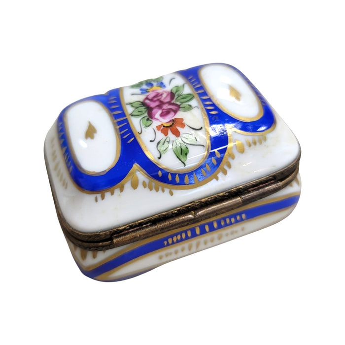 Blue Floral Limoges Box for Collectors Porcelain Limoges square French Trinket Box