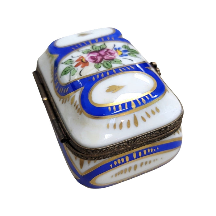Blue Floral Limoges Box for Collectors Porcelain Limoges square French Trinket Box