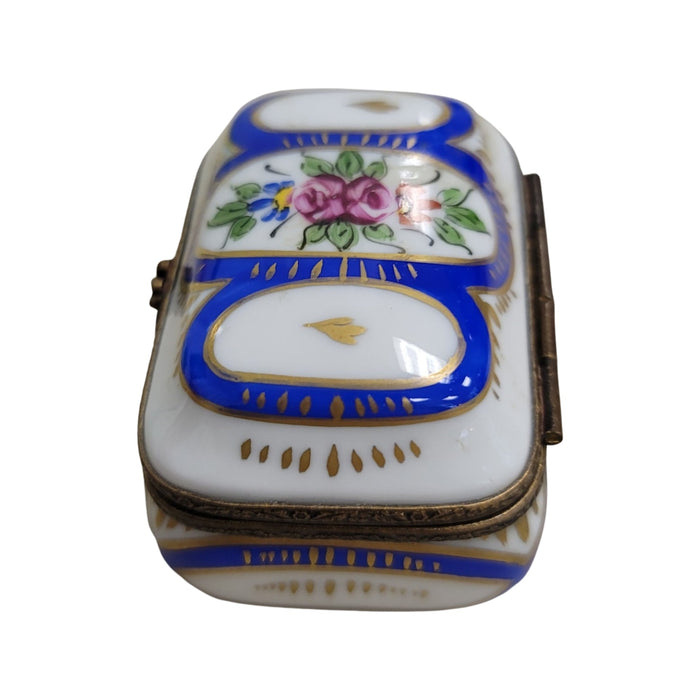 Blue Floral Limoges Box for Collectors Porcelain Limoges square French Trinket Box