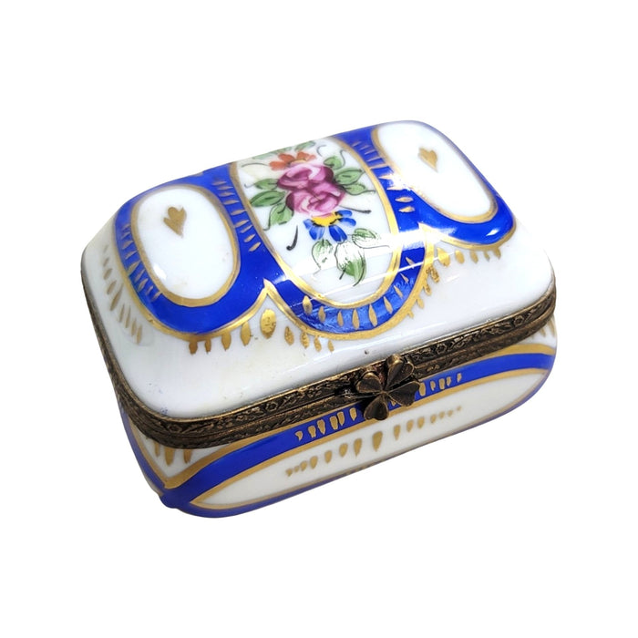 Blue Floral Limoges Box for Collectors Porcelain Limoges square French Trinket Box