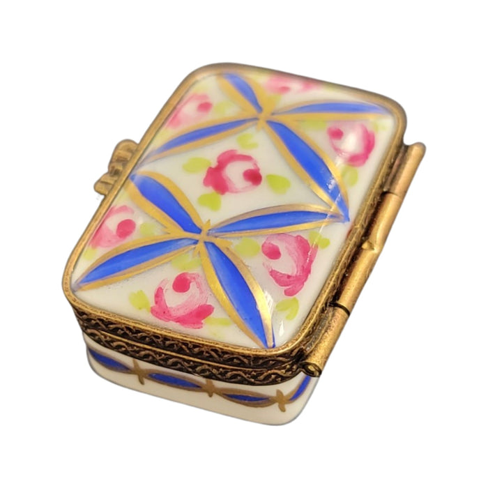 Blue Floral Limoges Box for Elegant Gifting Porcelain Limoges square French Trinket Box