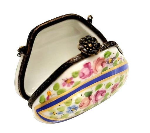 Blue Floral Limoges Box for Collectors Porcelain Limoges purse trinket box limoges French Trinket Box