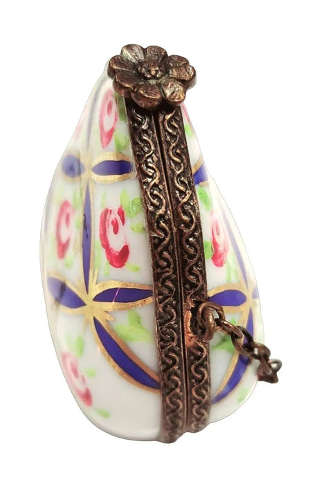 Blue Floral Limoges Box for Elegant Gift Porcelain Limoges purse trinket box limoges French Trinket Box