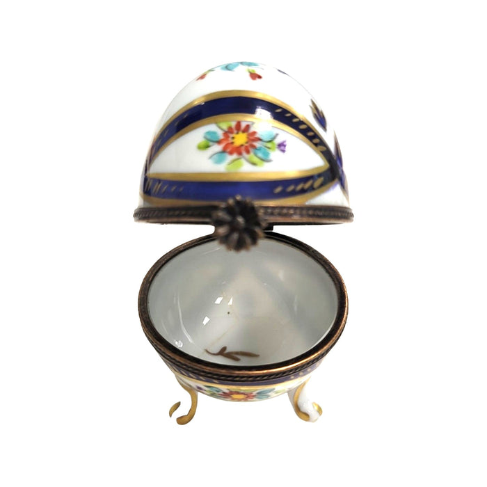 Blue Footed Egg Trinket Box for Collectors Porcelain Limoges egg French Trinket Box