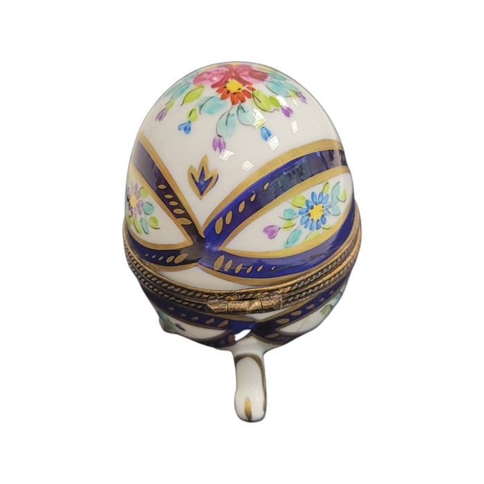 Blue Footed Egg Trinket Box for Collectors Porcelain Limoges egg French Trinket Box