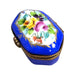 Blue Limoges Hexagon Pill Box for Elegant Storage Porcelain Limoges shaped French Trinket Box