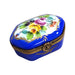 Blue Limoges Hexagon Pill Box for Elegant Storage Porcelain Limoges shaped French Trinket Box