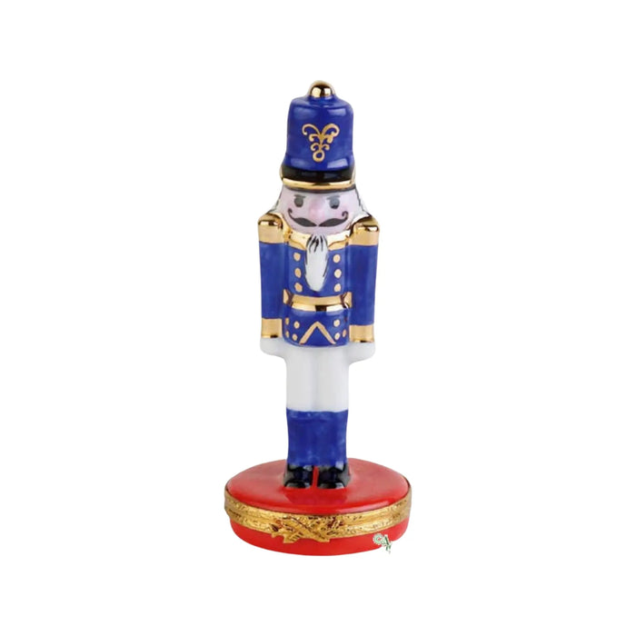 Blue Nutcracker for Holiday Decor Porcelain Limoges nutcracker French Trinket Box