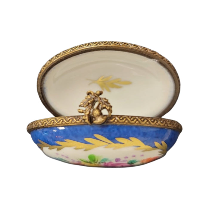 Blue Oval Pill-LIMOGES BOXES traditional antique-CH11M184