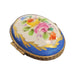 Blue Oval Pill Box for Collectors Porcelain Limoges round French Trinket Box