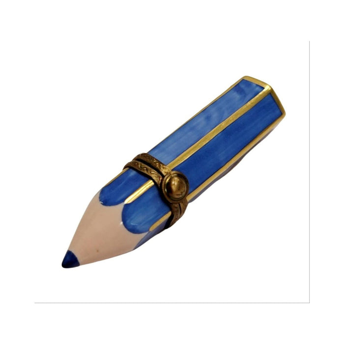 Genuine Blue Pencil Limoges box painted by hand in France, from Limoges Boutique