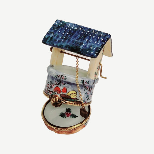 Blue Porcelain Wishing Well for Collectors Porcelain Limoges garden French Trinket Box