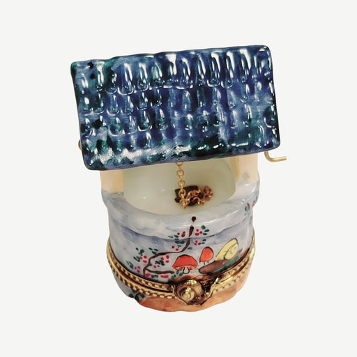 Blue Porcelain Wishing Well for Collectors Porcelain Limoges garden French Trinket Box