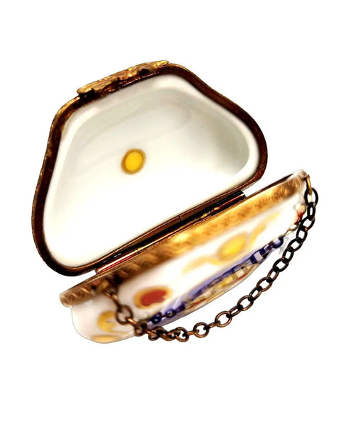 Blue Purse with Colorful Dots for Elegant Gifts Porcelain Limoges purse trinket box French Trinket Box