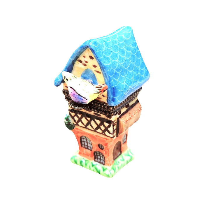 Blue Roof Bird House Limoges Box for Home Decor Porcelain Limoges birds garden French Trinket Box