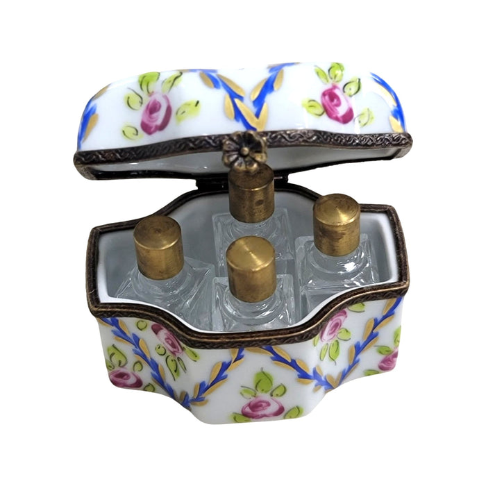 Blue Roses Trinket Box for Elegant Gifting Porcelain Limoges Perfume French Trinket Box