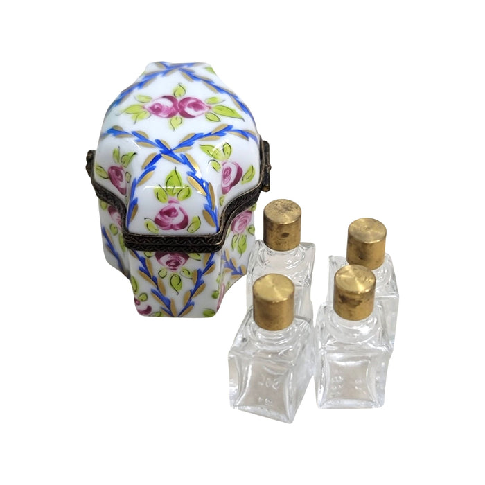 Blue Roses Trinket Box for Elegant Gifting Porcelain Limoges Perfume French Trinket Box
