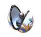 Blue Striped Egg Perfume Box for Fragrance Lovers Porcelain Limoges Perfume egg French Trinket Box