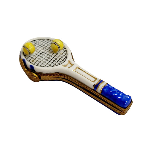 Blue Tennis Racquet 2 Balls-sports limoges boxes-CH3S313
