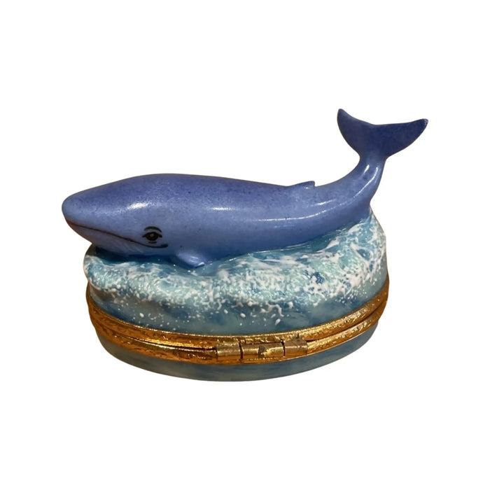 Blue Whale Limoges Box for Collectors Porcelain Limoges Fish Ocean French Trinket Box
