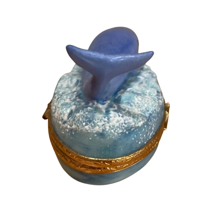 Blue Whale Limoges Box for Collectors Porcelain Limoges Fish Ocean French Trinket Box